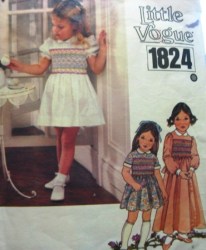 1824 SS-LS SMOCKED TIED DRESSES LENGTHS PATTERN SZ GIRL 3, 4